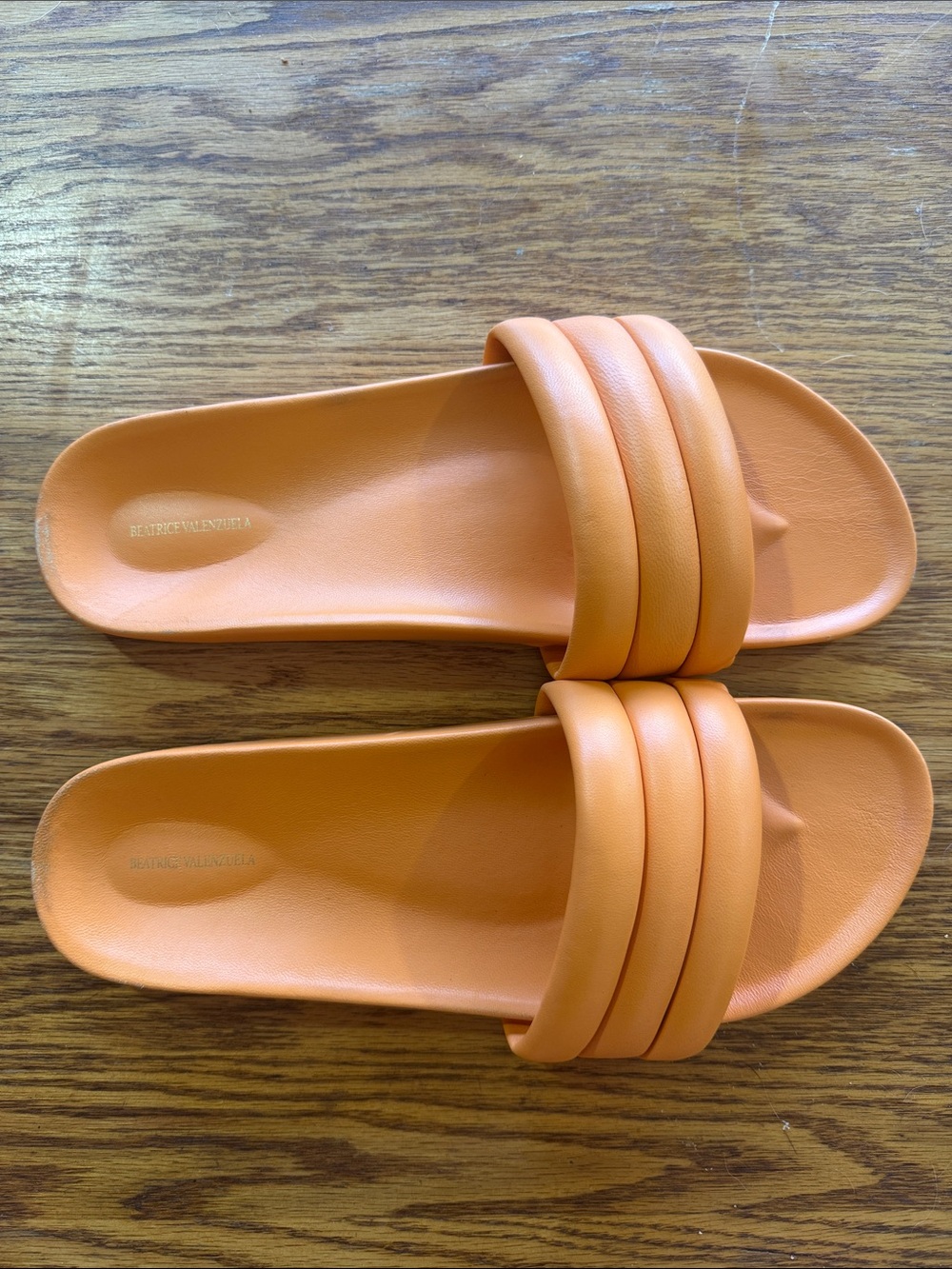 Beatrice Valenzuela Orange Padded Triple-Band Slide Sandals